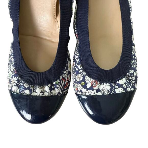 J.Crew Liberty Floral Ballet Flat Fabric and Patent Leather Upper Navy Blue, 7.5 - Picture 2 of 9